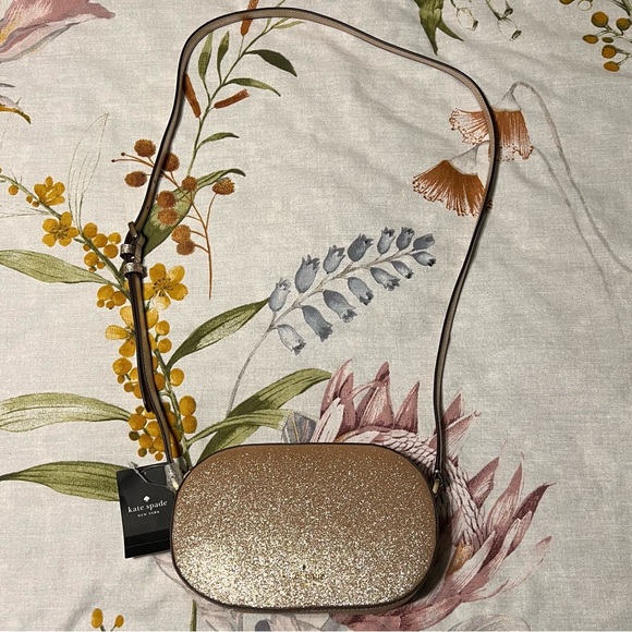 kate spade Handbags - Kate Spade Gold Glitter Crossbody Bag Purse